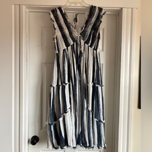 World Market | 100% Cotton White and Navy Boho Dress